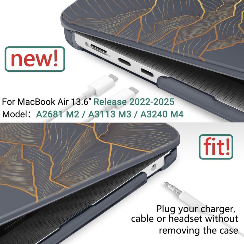 DONGKE for M4 MacBook Air 13.6 Inch Case 2025 2024 2023 2022 Model A3240 A3113 A2681 M3 M2 Chip, Plastic Hard Shell Case Cover with Touch ID for MacBook Air 13 Inch M4 - Abstract Mountain - Image 2